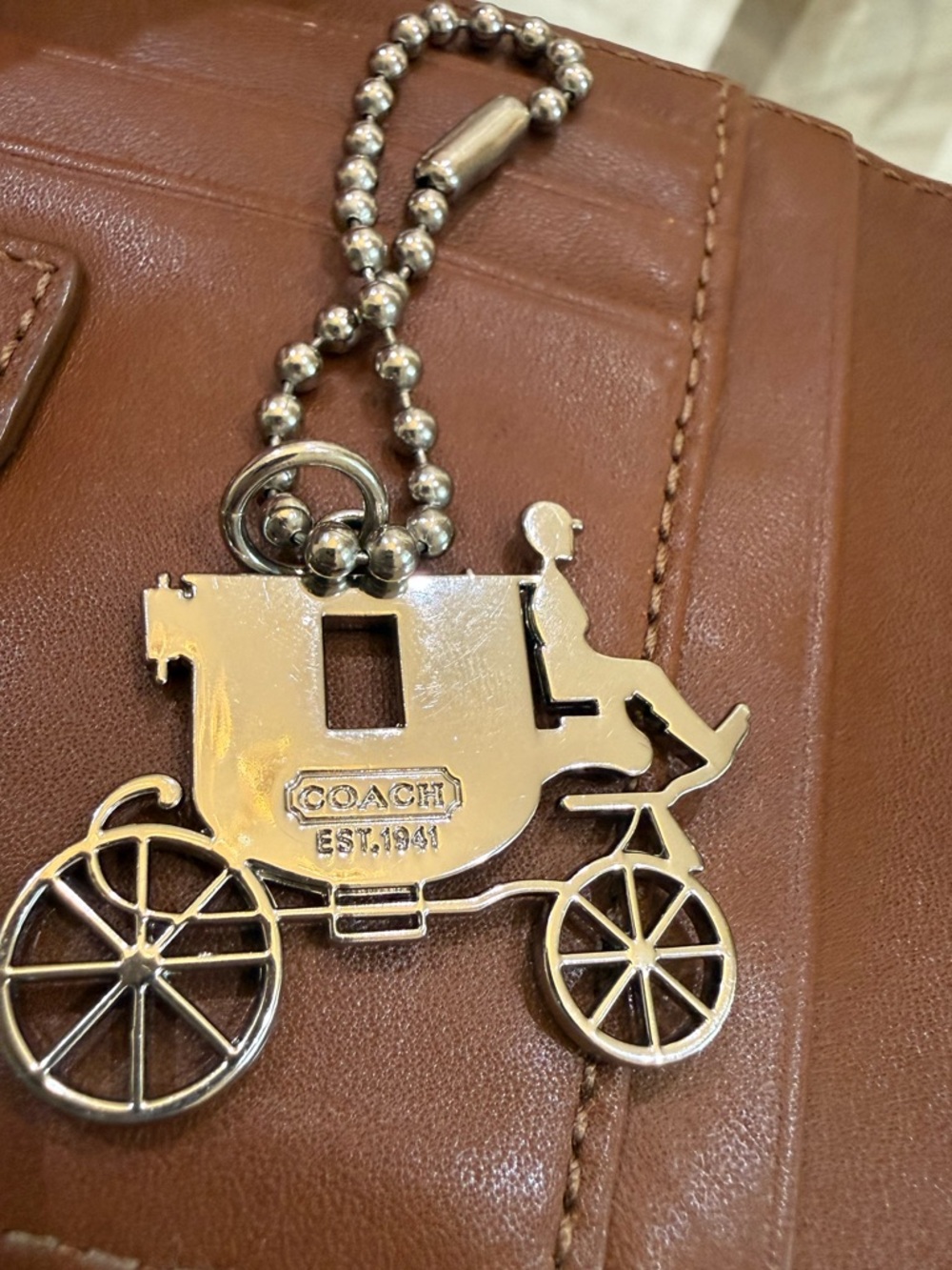 Coach Silver Carriage Motif Necklace. - Picture 10 of 10